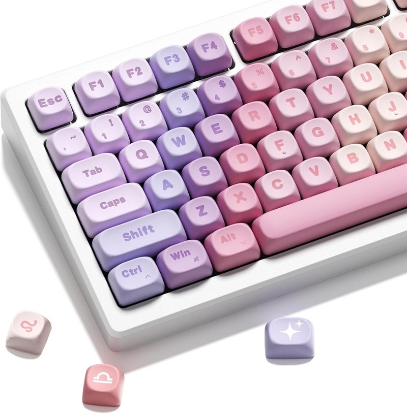 OHY XVX MOA Profile Keycap Set,12 Zodiac Series Dye-Sublimation PBT Material, Cute Purple Gradient Design, Compatible with MX Switches Mechanical Gaming Keyboards- Gradient Purple - Image 1